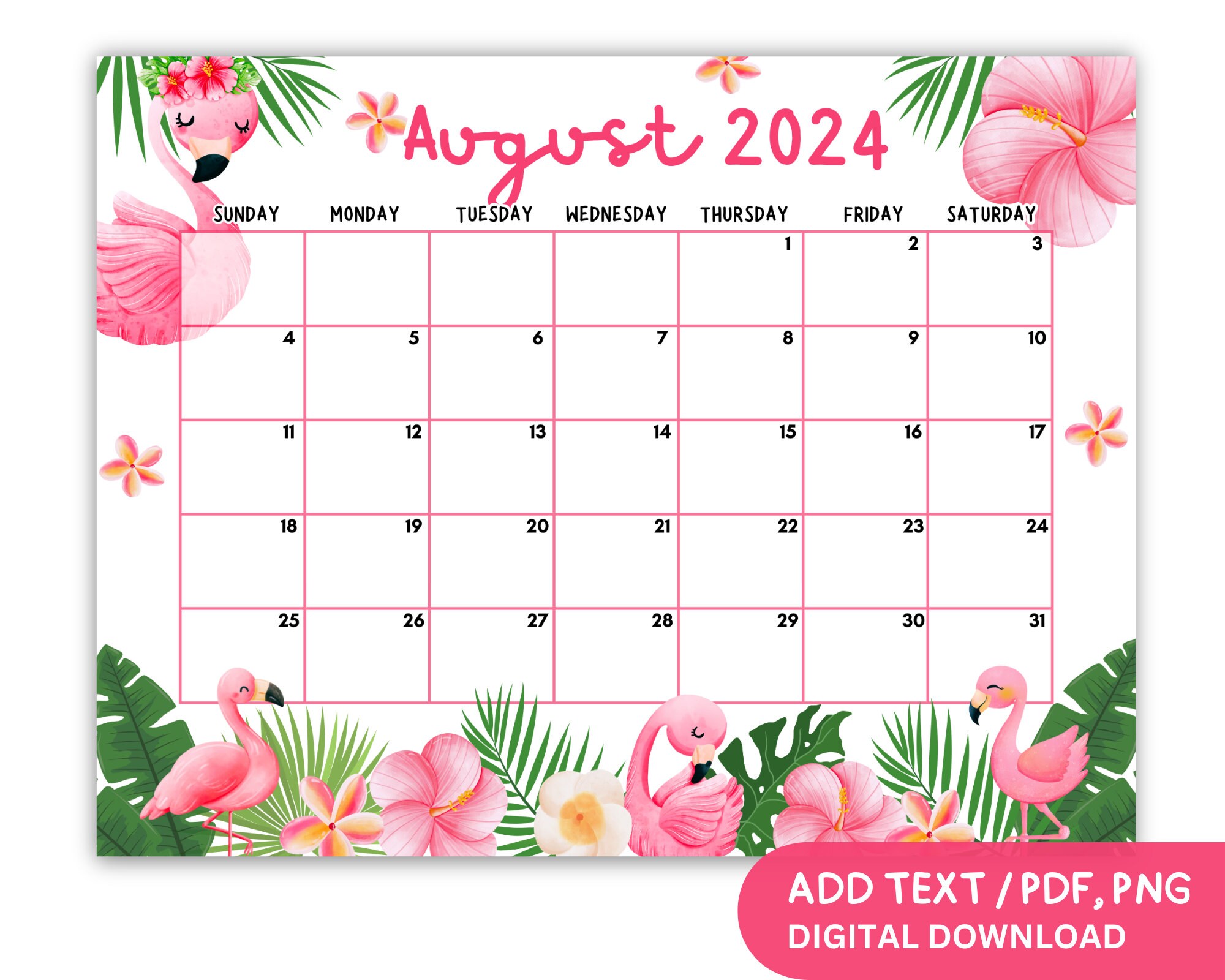 EDITABLE August 2024 Calendar Printable, Summer Calendar 2024, Flamingo Planner, Flamingo Calendar, 2024 Calendar Funny, Flamingo Classroom - Etsy editable-august-2024-calendar-printable-summer-calendar-2024-flamingo-planner-flamingo-calendar-2024-calendar-funny-flamingo-classroom-etsy