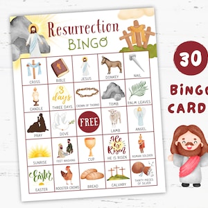 Auferstehungs-Bingokarten zum Ausdrucken, Auferstehungsspiele, Auferstehungsaktivitäten Christ, Osterbingo, Christliche Bingospiele