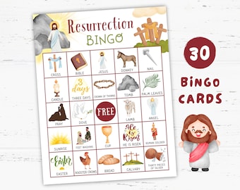Resurrection Bingo Cards Printable, Resurrection Games, Resurrection Activities Christian, Easter Bingo, Christian Bingo Games