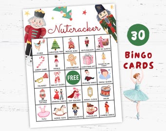 Nutcracker Bingo Game Cards Printable, Christmas Bingo Sheets, Nutcracker Games, Nutcracker Theme Party Favors, Nutcracker Birthday Party