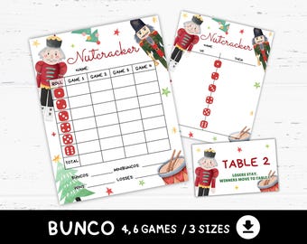 Nutcracker Christmas Bunco Score Cards: Printable Tally Sheets (Digital Download)
