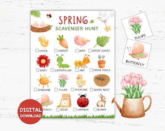 Spring Scavenger Hunt Printable, Spring Indoor Scavenger Hunt for Kids & Teens, Birthday Scavenger Hunt, Spring Games, Spring Activities