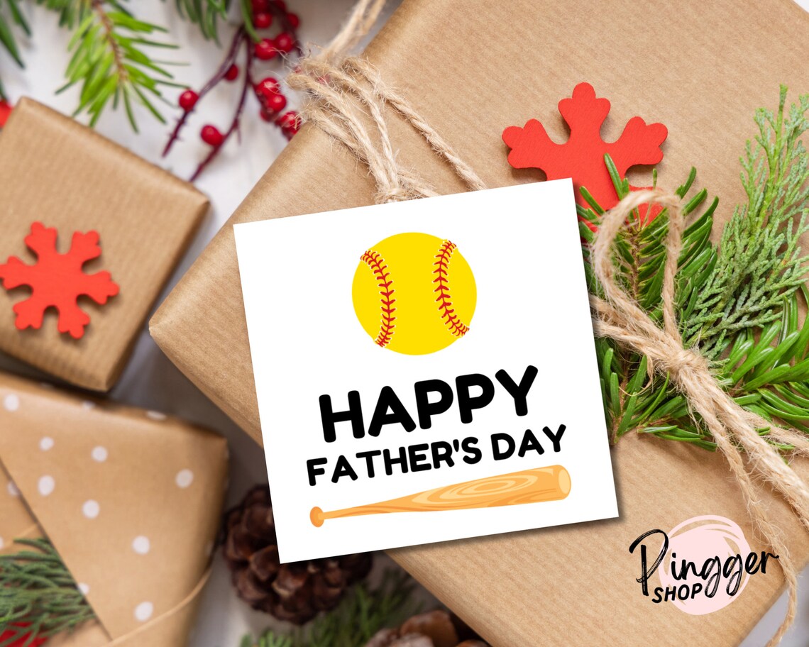 Softball Father's Day Gift Tags, Softball Gifts for DAD Ideas, Softball