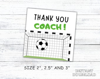 Soccer Coach Appreciation Gift Tags Printable, Soccer End of Season Gift Tags, Soccer Thank You Tags