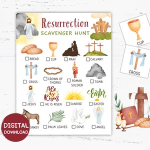 Resurrection Scavenger Hunt for Church Printable, Resurrection Activities Christian, Resurrection Games, Easter Party Games, Christian Games