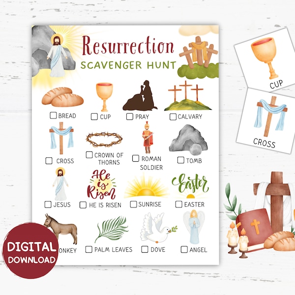 Resurrection Scavenger Hunt for Church Printable, Resurrection Activities Christian, Resurrection Games, Easter Party Games, Christian Games