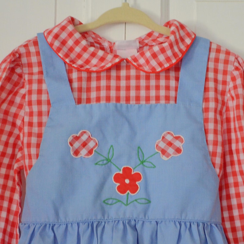 Red gingham Peter Pan blouse main image 0