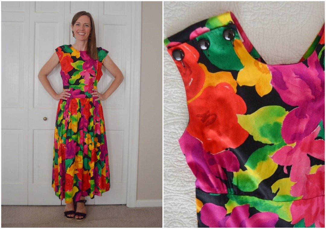 80s Retro B&W Large Leaf Print Professional Dress - S main image 0