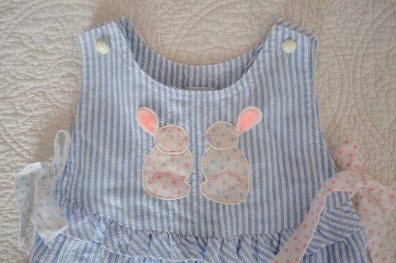 Vintage Blue and White Seersucker Toddler Girls' … - image 2