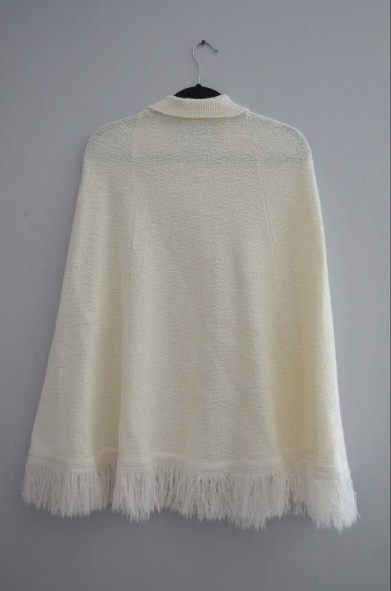 Vintage Women's Off White Button Front Poncho wit… - image 6