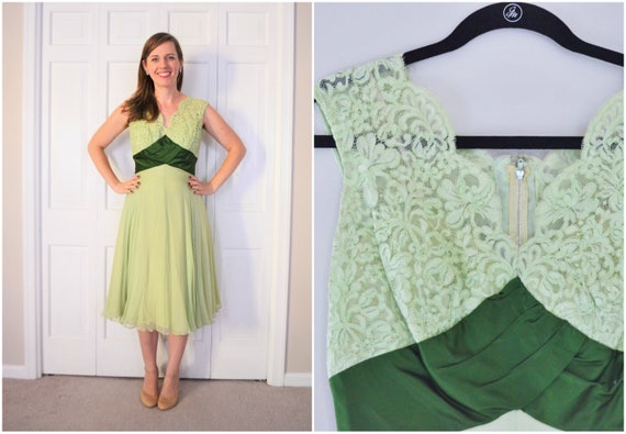 green lace cocktail dress