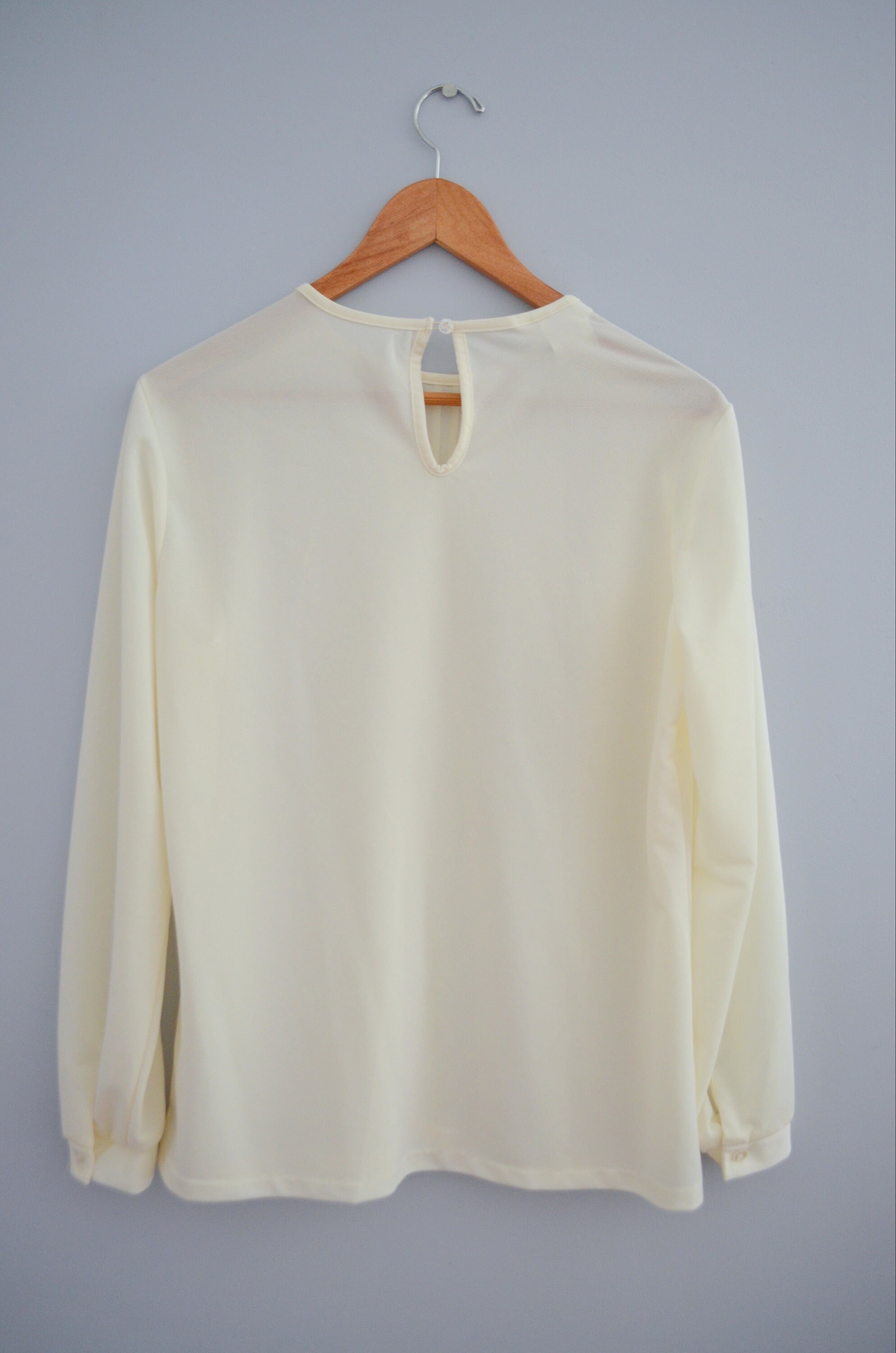 Vintage Women's Cream Long Sleeve Blouse with Lace Size Etsy