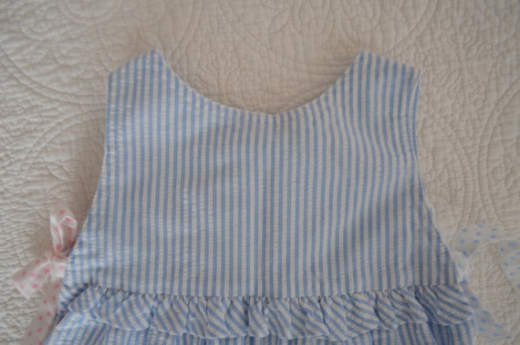 Vintage Blue and White Seersucker Toddler Girls' … - image 4