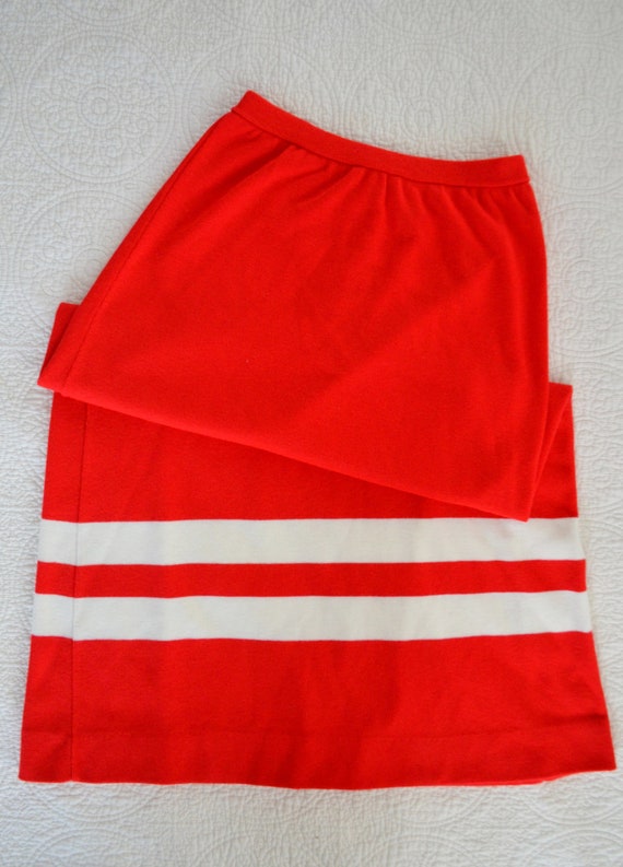 red and white striped maxi skirt