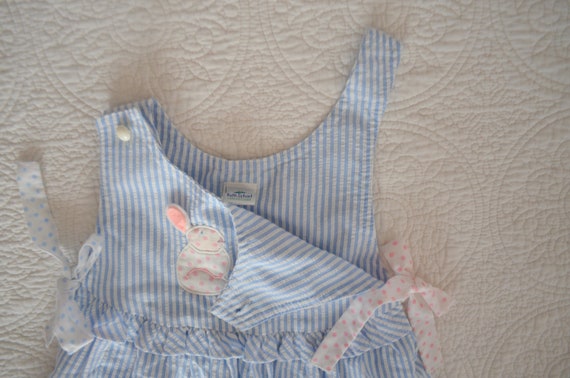 Vintage Blue and White Seersucker Toddler Girls' … - image 6