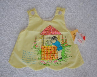 Vintage Yellow Baby Girls' Sleeveless Top / Holiday Sportswear of Miami Size 12 Mos Dead Stock Summer Top with Nursery Rhyme Print