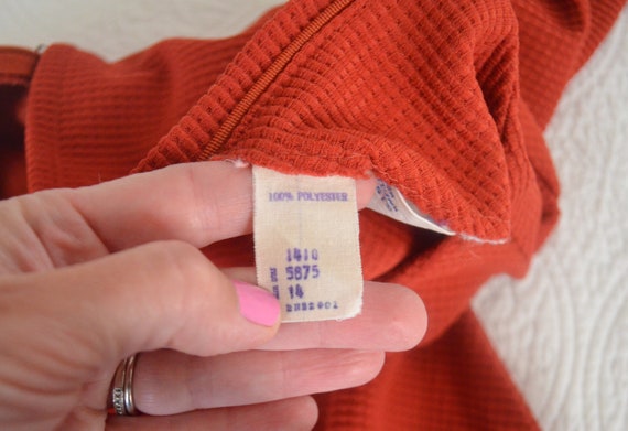 Women's Vintage Waffle Knit Burnt Orange Dress / … - image 9