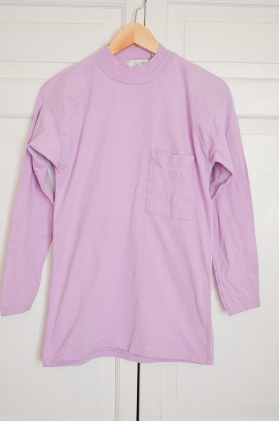 Vintage Light Purple Long Sleeve T-shirt Size M /… - image 3