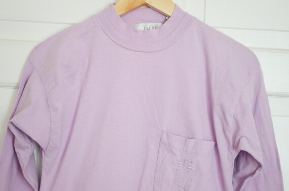 Vintage Light Purple Long Sleeve T-shirt Size M /… - image 2