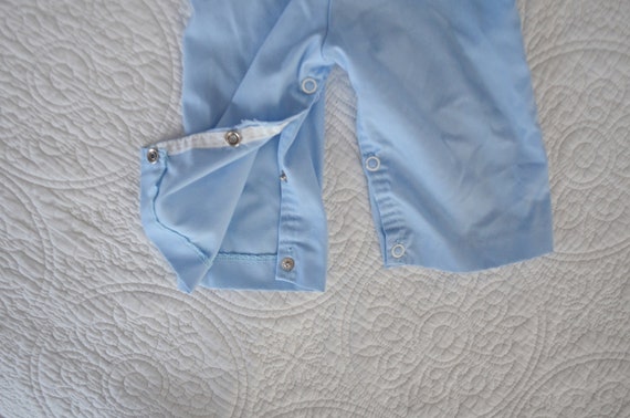 Vintage Baby Boys' Light Blue & White Romper / Nu… - image 6