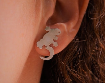 Iguana studs, Lizard earrings, Minion earrings, lizard studs, minimalist earrings, dainty studs, animal studs, iguana earrings, comodo studs