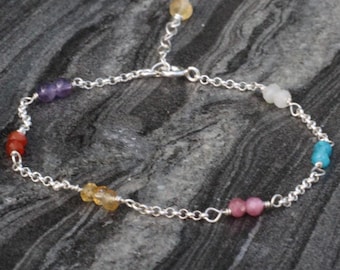 Rosary bracelet, mixed stone bracelet, Beaded bracelet, Ultra dainty bracelet, dainty bracelet, Bracelet set, skinny bracelet