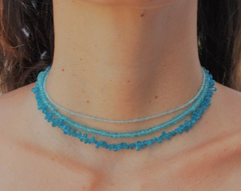 Necklace set, Delicate necklace set, Set of three layering necklace, apatite necklace Set, 3 layer necklace, minimal necklace set