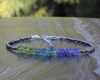 Bar bracelet, peridot bracelet, Beaded bracelet, Ultra dainty bracelet, tanzanite bracelet, dainty bracelet, Bracelet set, skinny bracelet