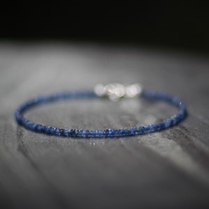 Sapphire bracelet, Beaded bracelet, Ultra dainty bracelet, burma sapphire bracelet, dainty sapphire bracelet, April birthstone bracelet