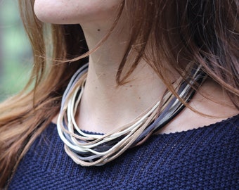 multistrand necklace, multistring necklace, suede necklace, multicords necklace, fabrique necklace, rope necklace, suede cords necklace