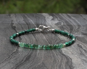 Bracelet set, Malachite bracelet, Beaded bracelet, Ultra dainty bracelet, triple bracelet, dainty emerald bracelet, unakite bracelet