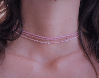 Necklace set, Delicate necklace set, pink tourmaline necklace, PInk necklace Set, 3 necklace set, 3 strand necklace set