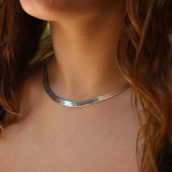 Wide chain necklace, silver chain, silver necklace, wide silver necklace