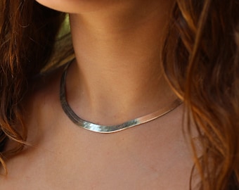 Herringbone silver chain, Wide chain necklace, silver chain, silver necklace, wide silver necklace