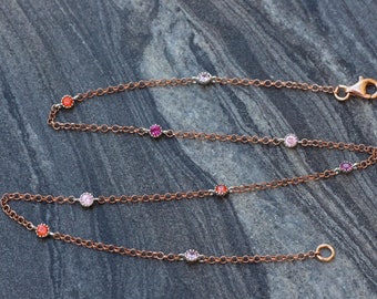Zirconia necklace, Zirconia choker, dainty zirconia necklace, zirconia charm choker