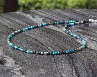 Tiny chrysocolla necklace, dainty chrysocolla necklace, chrysocolla choker, gem silica necklace, dainty choker, dainty beaded necklace