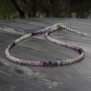 Fluorite necklace, Beaded necklace, Ultra dainty necklace, dainty beaded necklace, fluorite choker, tiny florite necklace, dainty choker