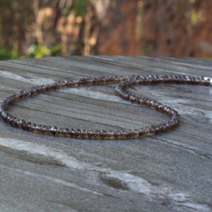 Smokey quartz necklace, Beaded choker, beaded necklace, Sterling silver beaded necklace, dainty beaded necklace, ombre choker