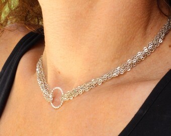 multichain choker, choker delicate necklace, lariat choker, multichain necklace, hoop necklace, hoop choker, multistrand choker, BAND CHOKER