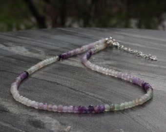 Fluorite necklace, Beaded necklace, Ultra dainty necklace, dainty beaded necklace, fluorite choker, tiny florite necklace, dainty choker
