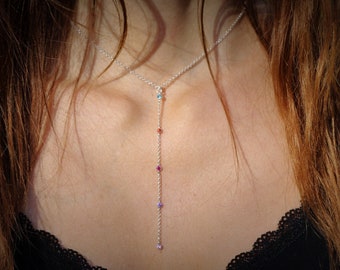 Lariat necklace, Zircon lariat, Zirconia necklace, dainty zircon necklace, zirconia lariat necklace, Y zircon necklace, zirconia lariat