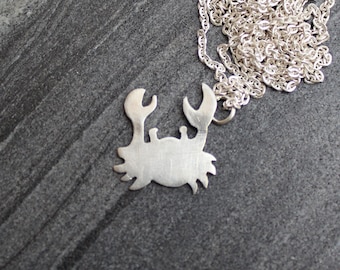 Cancer pendant, Crab pendant, cancer necklace, crab necklace, Hand cut pendant, sea creature pendant,  zodiac pendant, dainty pendant
