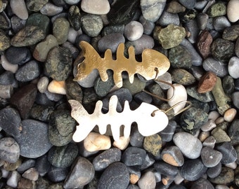 Fishbone earrings, sterling silver earrings, dangling fish earrings, summer earrings, sea creature earrings, long fishbone earrings