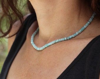 Larimar necklace, Beaded choker, dainty beaded choker, Ultra dainty larimar necklace, dainty beaded necklace, ombre choker, beaded necklace