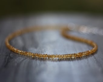 Citrine necklace, citrine choker, beaded choker, dainty beaded necklace, dainty choker necklace, dainty necklace, november birthstone choker
