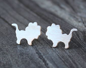 Lion studs, Lion earrings, Miniature earrings, Sterling silver stud earrings, jungle earrings, cute earrings, zodiac earrings