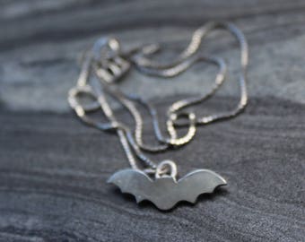Bat charm necklace, bat necklace, Hand cut pendant, Bat pendant, sterling silver pendant, animal pendant