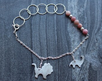 silver anklet, charm anklet, beaded anklet,  aquamarine anklet, dainty anklet, lion anklet, charm bracelet, beaded bracelet
