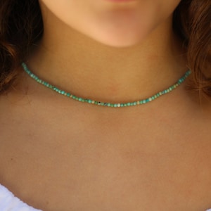 Turquoise necklace, Boho Jewelry for Women, December Birthstone Gift, Handmade Gemstone Necklace, turquoise choker