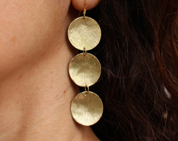 Featured listing image: Bronze Triple Disc Earrings: Ancient Grecian Style